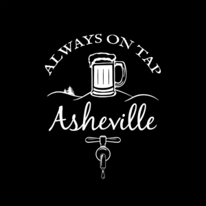 Asheville, North Carolina "always on tap" beer merchandise design.
