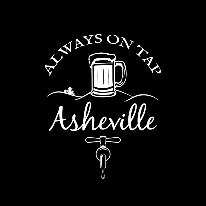 Asheville, North Carolina "always on tap" beer merchandise design.