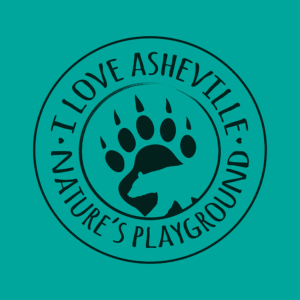 I love Asheville design with a black bear inside a paw print.