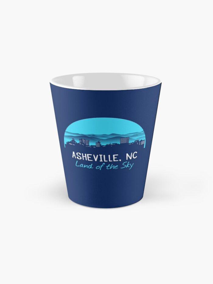 Asheville, North Carolina merchandise design with a cityscape against the Blue Ridge Mountains and Asheville's famous nickname"Land of the Sky." Asheville, North Carolina t-shirt design with hiker, mountains, birds, and trees.