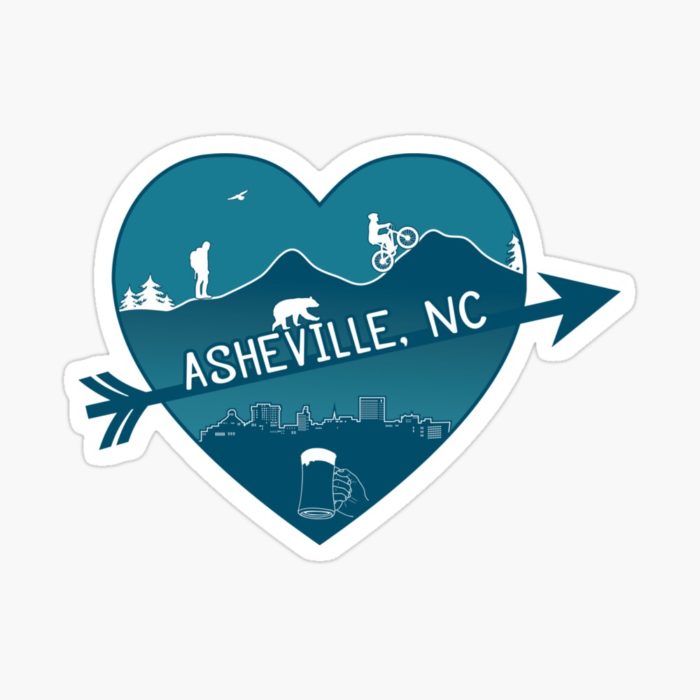 I love Asheville, NC merchandise and product design including all the finest features that Asheville has to offer: mountain biking, hiking, mountains, city, urban life, beer, black bears, and more.