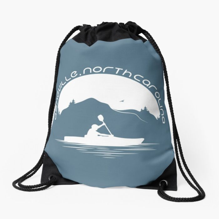 Asheville, NC outdoor & recreation merchandise design of kayaker with mountains in the background.