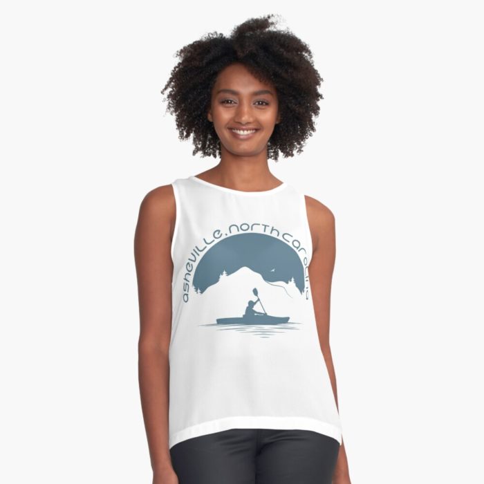 Asheville, NC outdoor & recreation merchandise design of kayaker with mountains in the background.
