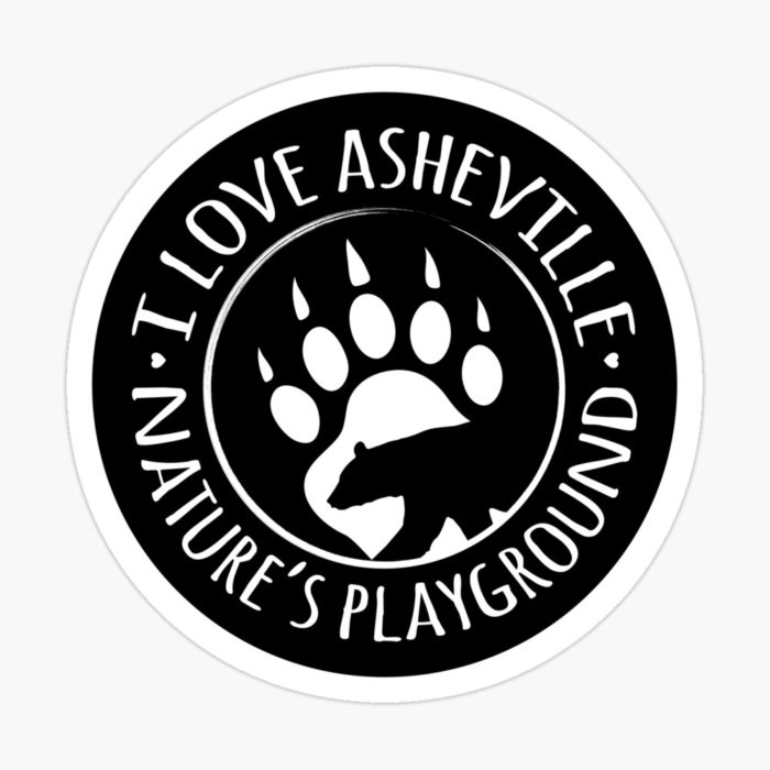 I love Asheville design with a black bear inside a paw print.