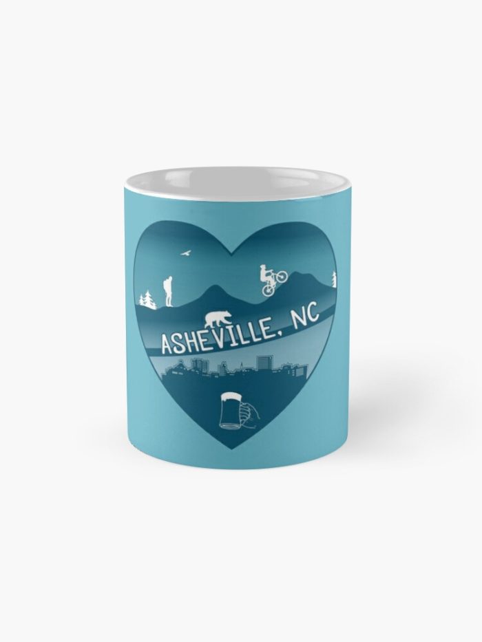 I love Asheville merchandise design including all the finest features that Asheville has to offer: mountain biking, hiking, mountains, city, urban life, beer, black bears, and more.