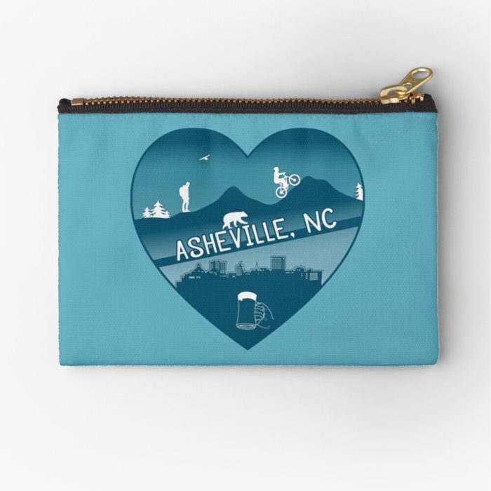 I love Asheville merchandise design including all the finest features that Asheville has to offer: mountain biking, hiking, mountains, city, urban life, beer, black bears, and more.