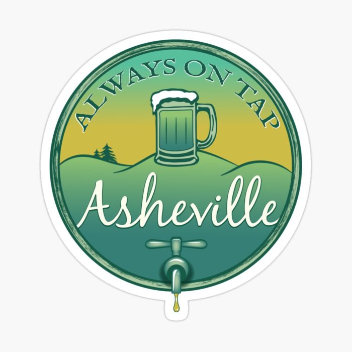 Asheville, North Carolina "Always On Tap" beer merchandise design.