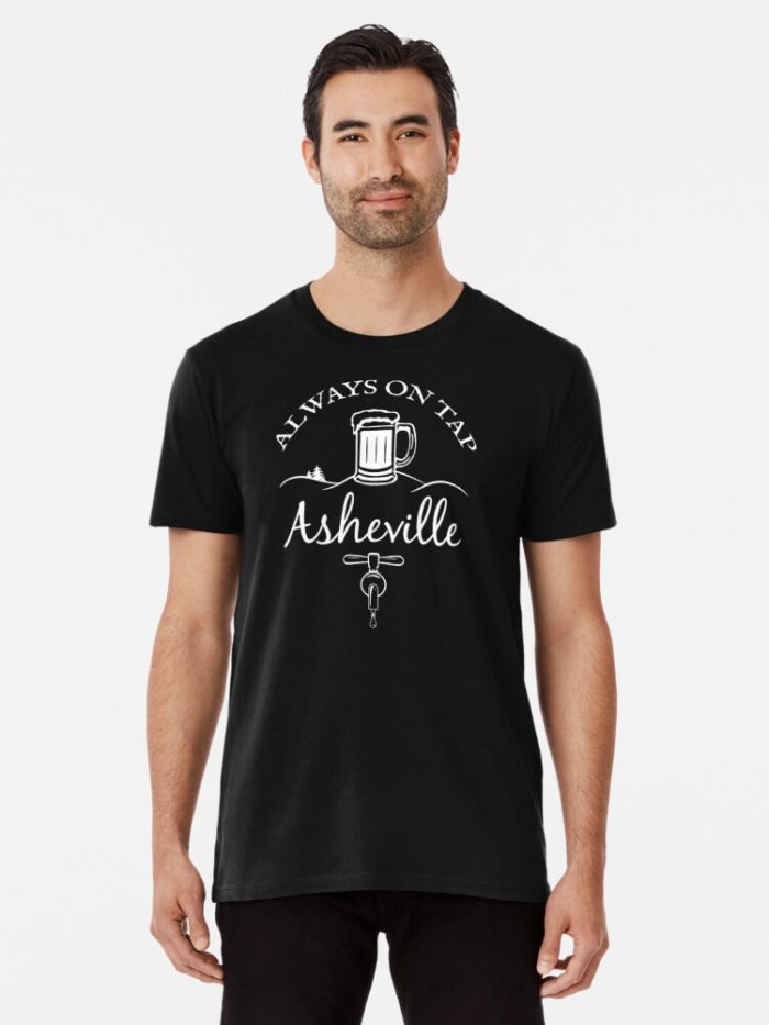 Asheville, North Carolina "always on tap" beer merchandise design.